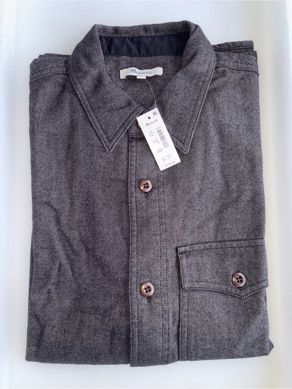 Madewell Men's Medium Gray Herringbone Shirt